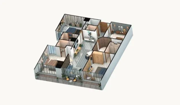 Three Bedroom Apartment floor plan — Faisal Jewel